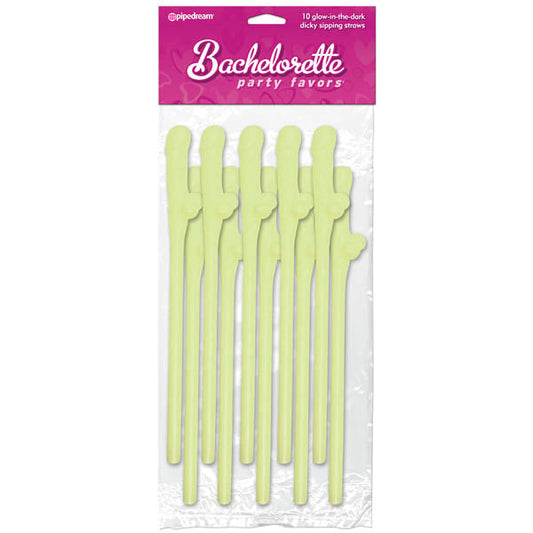 Bachelorette Party Favors - Dicky Sipping Straws - Glow in the Dark Straws - Set of 10 Pipedreams