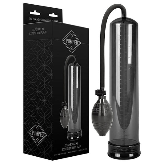 Pumped Classic XL Extender Pump - Black Large Sized Penis Pump Shots Toys