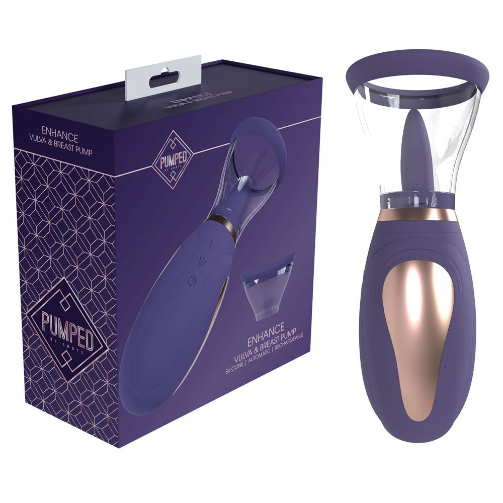 PUMPED Enhance Auto Vulva & Brest Pump - Purple - Purple USB Rechargeable Ladies Pump Purple - Club X