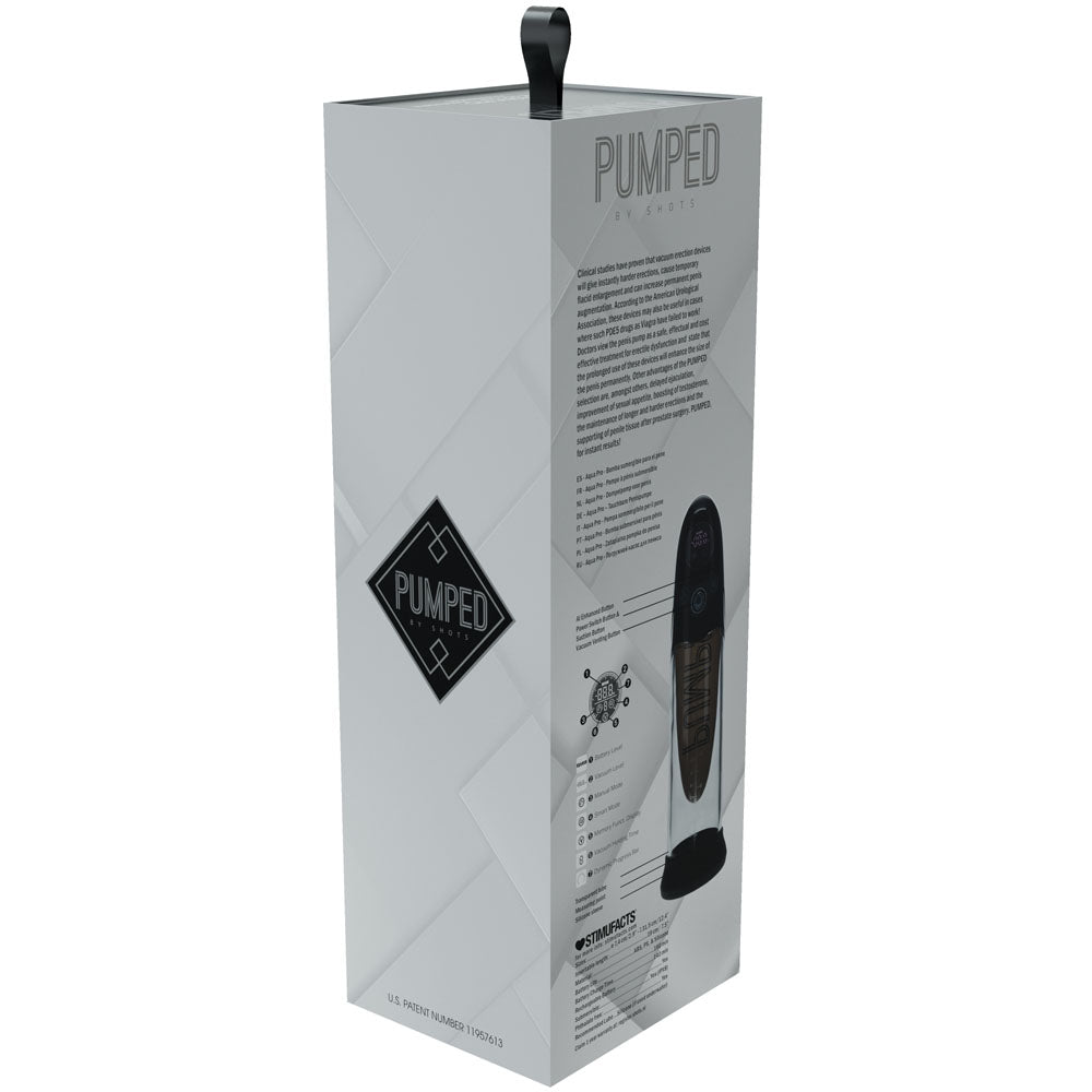 PUMPED Aqua-Pro Auto Pump - Black - Black/Clear USB Rechargeable AI-Enabled Submersible Auto Penis Pump Shots Toys