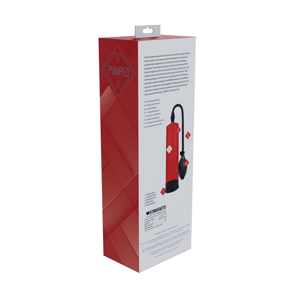 PUMPED Basic Pump 1 - Red - Red Penis Pump Shots Toys