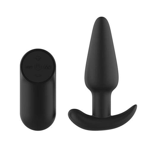 Passion Play Silicone Vibrating Butt Plug with Remote - Black 10.4 cm USB Rechargeable Vibrating Butt Plug with Wireless Remote Passion Play
