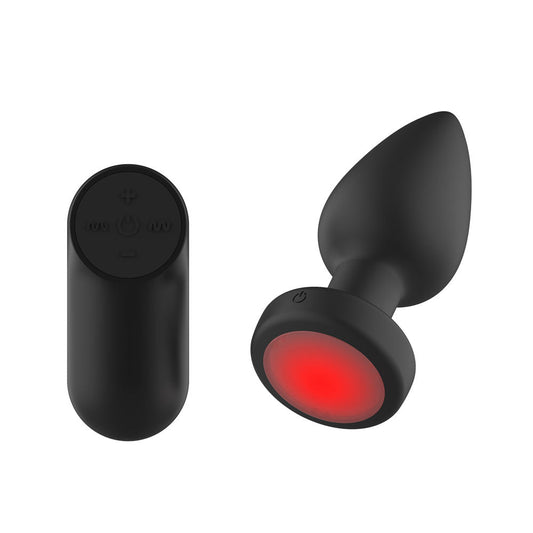 Passion Play Vibrating Butt Plug with LED Base - M - Black 10.4 cm USB Rechargeable Vibrating Butt Plug with LED Base and Wireless Remote Passion Play