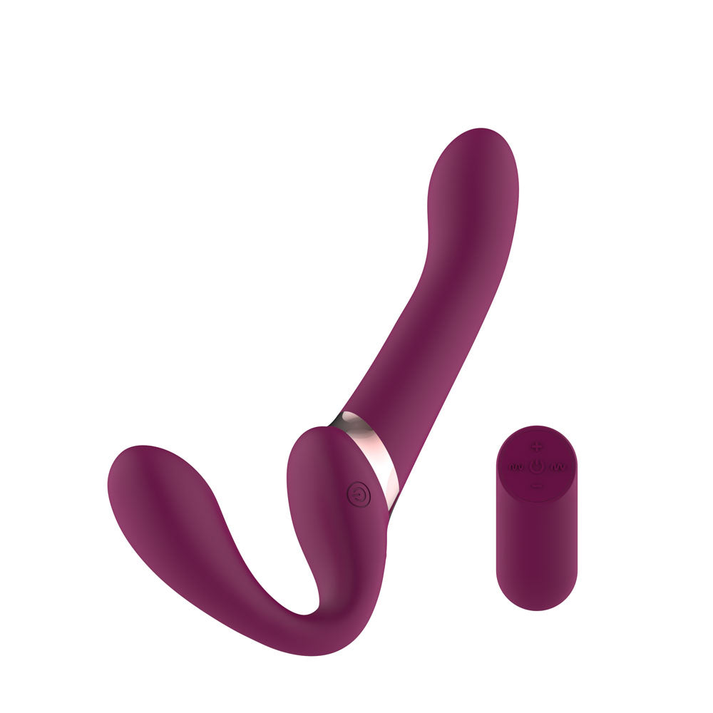Passion Play Strapless Dildo with Remote Controller - Purple 25 cm USB Rechargeable Strapless Strap-On with Wireless Remote