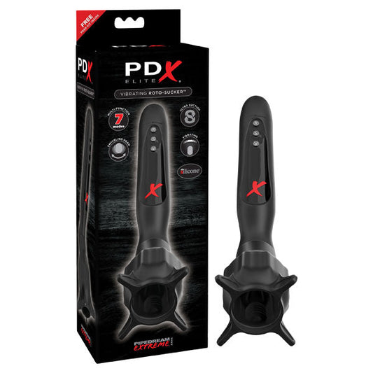 PDX Elite Vibrating Roto-Sucker - Black Vibrating Head Masturbator Pipedreams