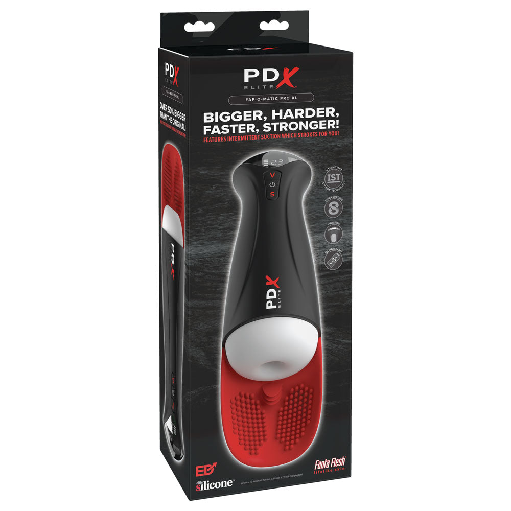 PDX Elite Fap-O-Matic Pro XL - White/Red - White USB Rechargeable Auto Stroker Pipedream