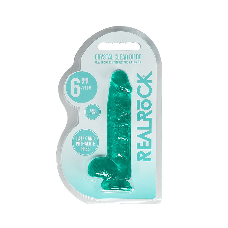 REALROCK 6'' Realistic Dildo With Balls - Turquoise 15.2 cm Dong Shots Toys