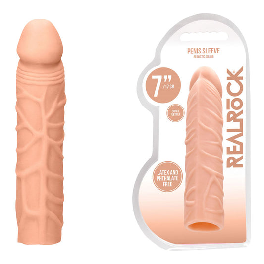 REALROCK 7'' Penis Extender - Flesh 17.8 cm Penis Extension Sleeve Flesh - Club X