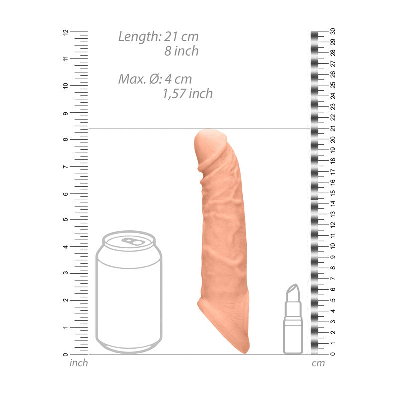 REALROCK 8'' Realistic Penis Extender with Rings - Flesh 20.3 cm Penis Extension Sleeve Realrock