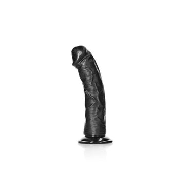 REALROCK Realistic Regular Curved 6'' with Suction Cup Black Dildo - ClubX