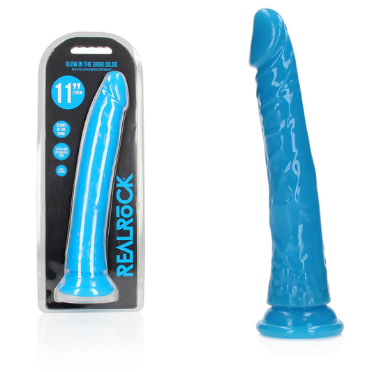 REALROCK 29 cm Slim Glow in the Dark Neon - Blue - Glow in Dark Blue 29 cm (11'') Dong Shots Toys