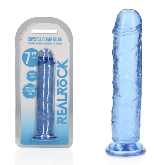 REALROCK 18 cm Straight Dildo - Blue - Blue 18 cm (7'') Dong Shots Toys