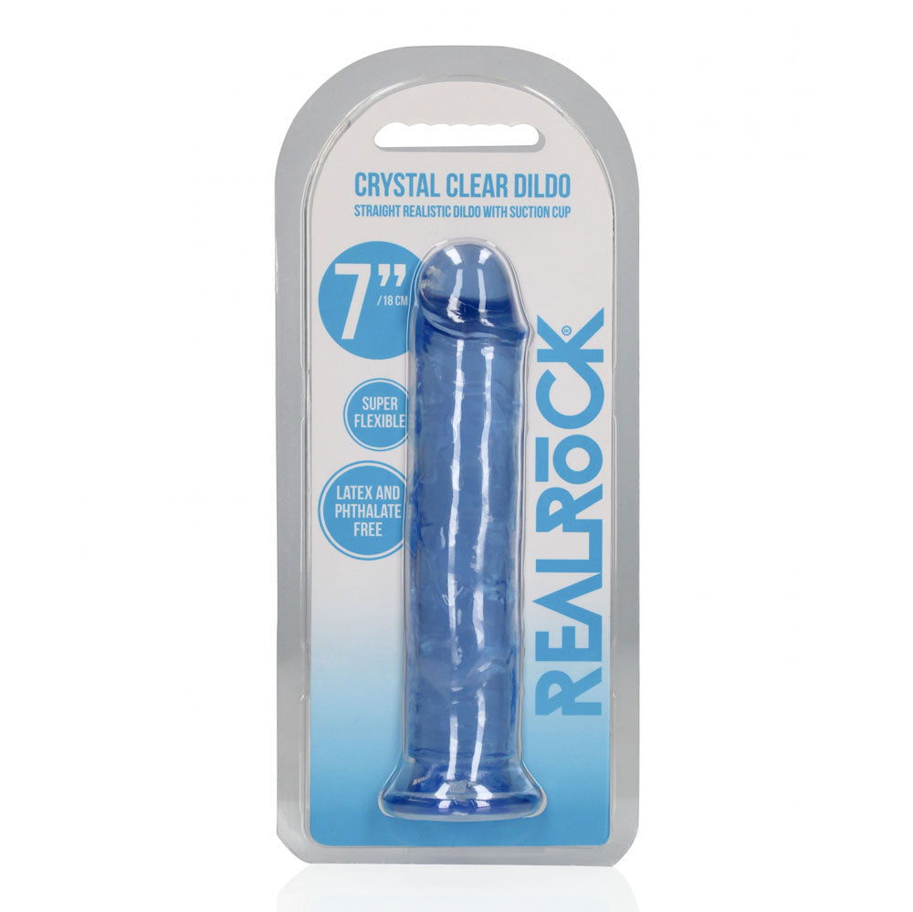 REALROCK 18 cm Straight Dildo - Blue - Blue 18 cm (7'') Dong Shots Toys