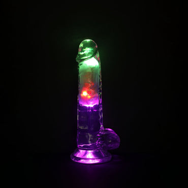 REALROCK 7'' with Balls Wireless Rechargeable LED Vibrating Dong - Clear with LED 19.5 cm USB Rechargeable Vibrating Dong with Remote Shots Toys