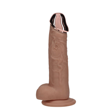 REALROCK Metal Head 7'' Rechargeable Dildo - Tan - Tan 19 cm USB Rechargeable Vibrating Dildo with Metal Head and Wireless Remote Shots Toys