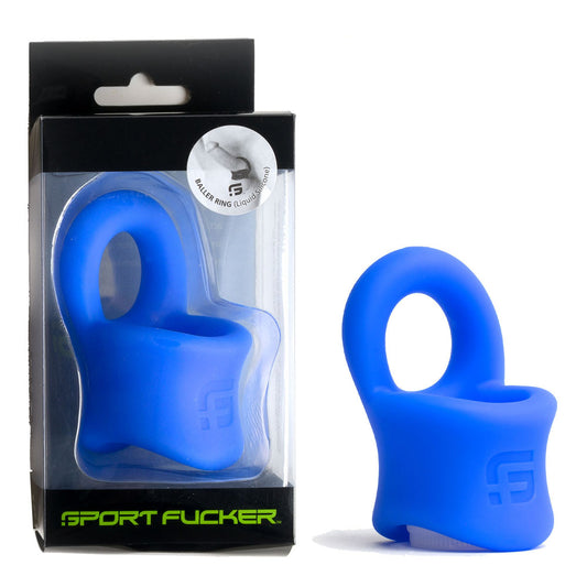 Sport Fucker Baller Ring - Blue Liquid Silicone Cock Ring with Ball Stretcher Blue - ClubX