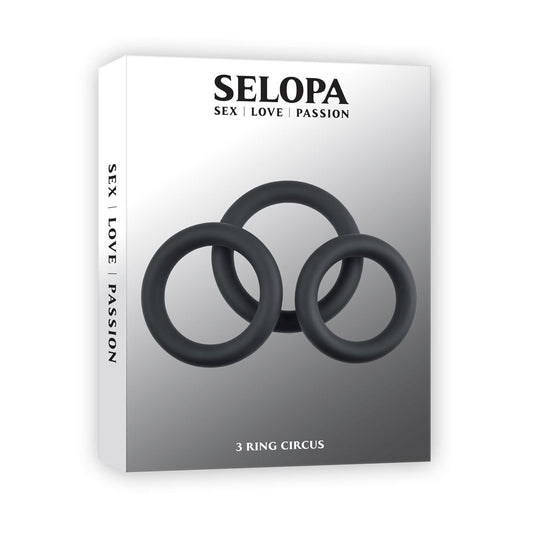 Selopa 3 RING CIRCUS - Black Cock Rings - Set of 3 Sizes Selopa