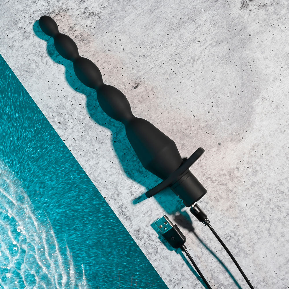 Selopa VIBRATING BUTT BEADS - Black 22 cm USB Rechargeable Vibrating Anal Beads Selopa