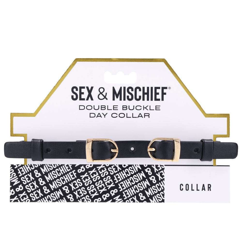 Sex & Mischief Double Buckle Day Collar - Black Collar Sportsheets