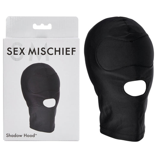 Sex & Mischief Shadow Hood - Black Hood with Mouth Opening Black - Club X