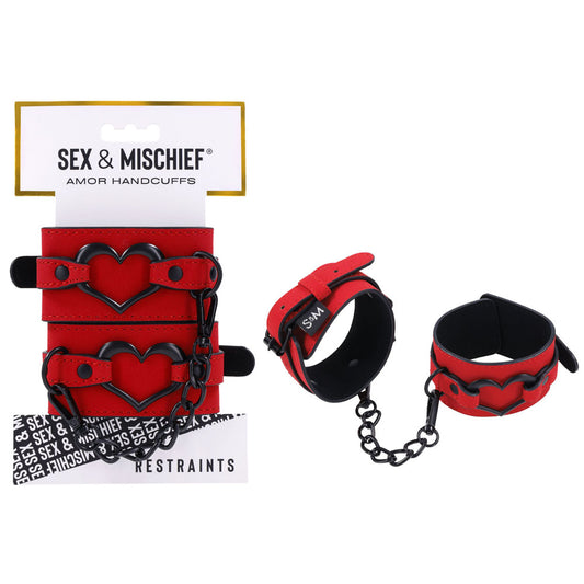 Sex & Mischief Amor Handcuffs - Red Restraints Red - Club X