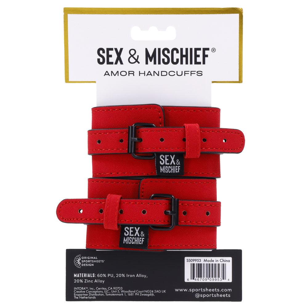 Sex & Mischief Amor Handcuffs - Red Restraints Sportsheets