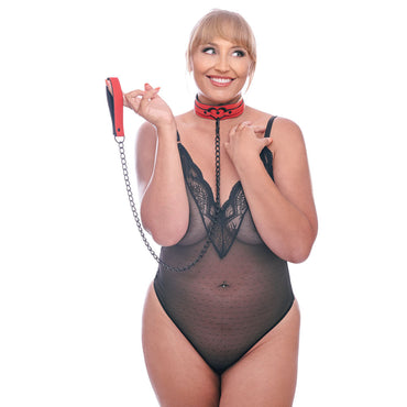 Sex & Mischief Amor Collar and Leash - Red Restraint Sportsheets
