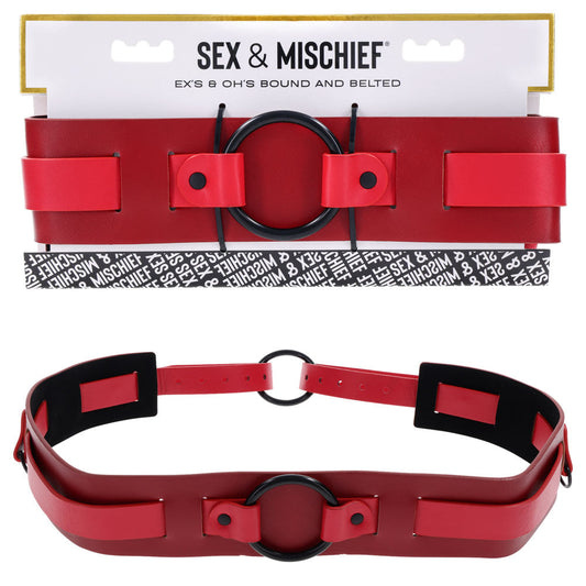 S&M Exs & Ohs Bound and Belted - Red Bondage Belt Sportsheets