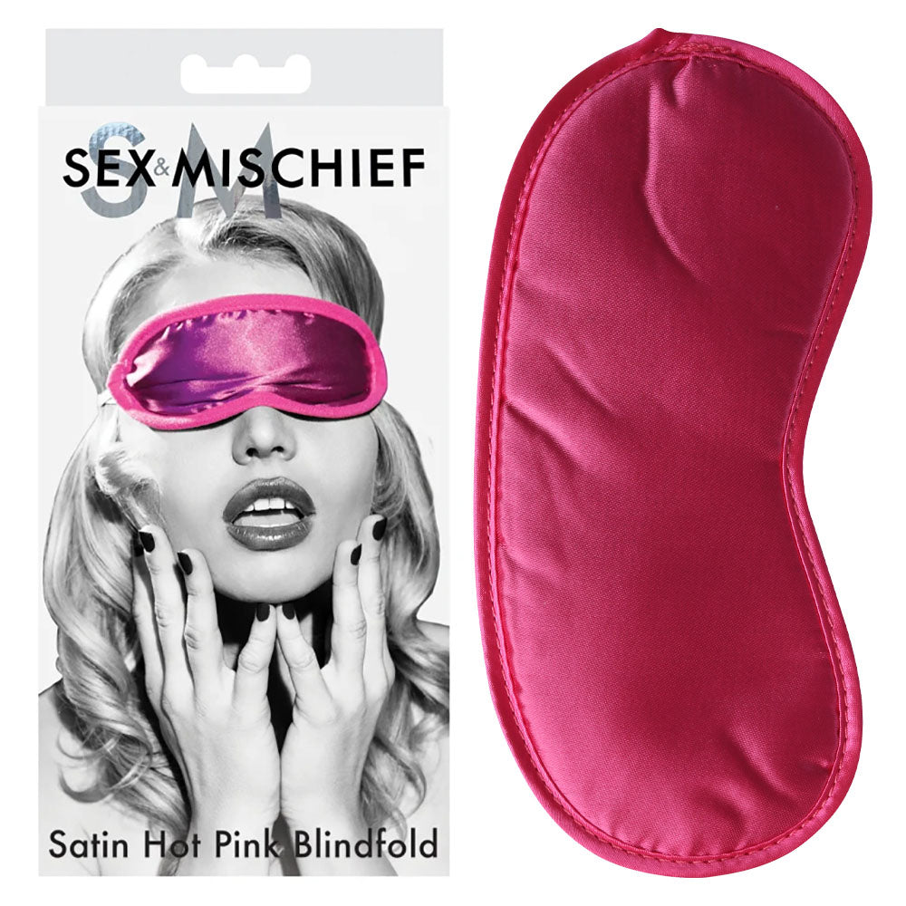 Sex & Mischief Satin Blindfold Hot Pink - Hot Pink Blindfold Sportsheets