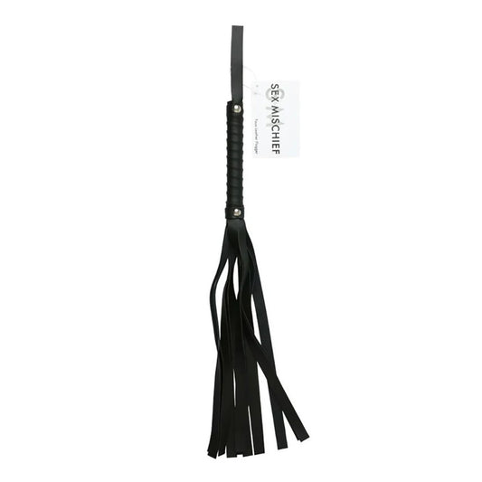 Sex & Mischief Faux Leather Flogger - Black Flogger Whip Black - Club X