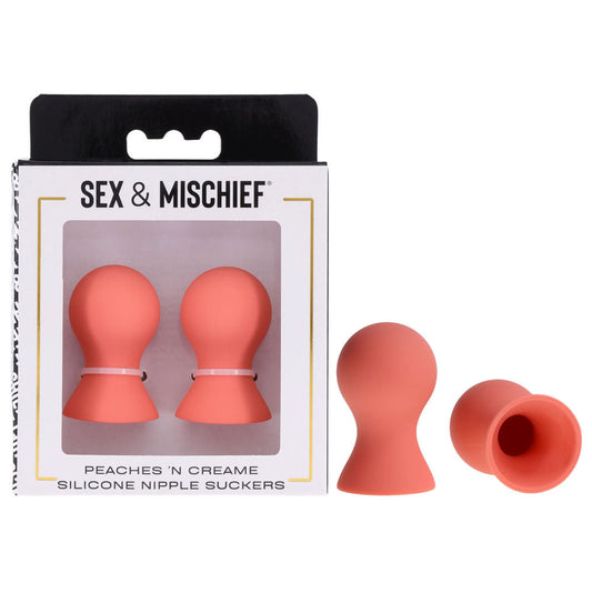 Sex & Mischief Peaches n CreaMe Silicone Nipple Suckers - Peach Nipple Suckers - Set of 2 Sportsheets