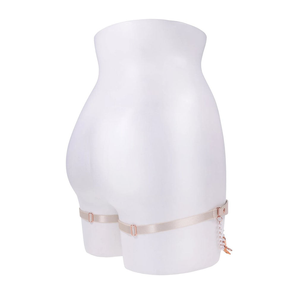 Sex & Mischief Peaches n CreaMe Pearl Garters - Peach / Rose Gold Garters with Pearls - Set of 2 Sportsheets