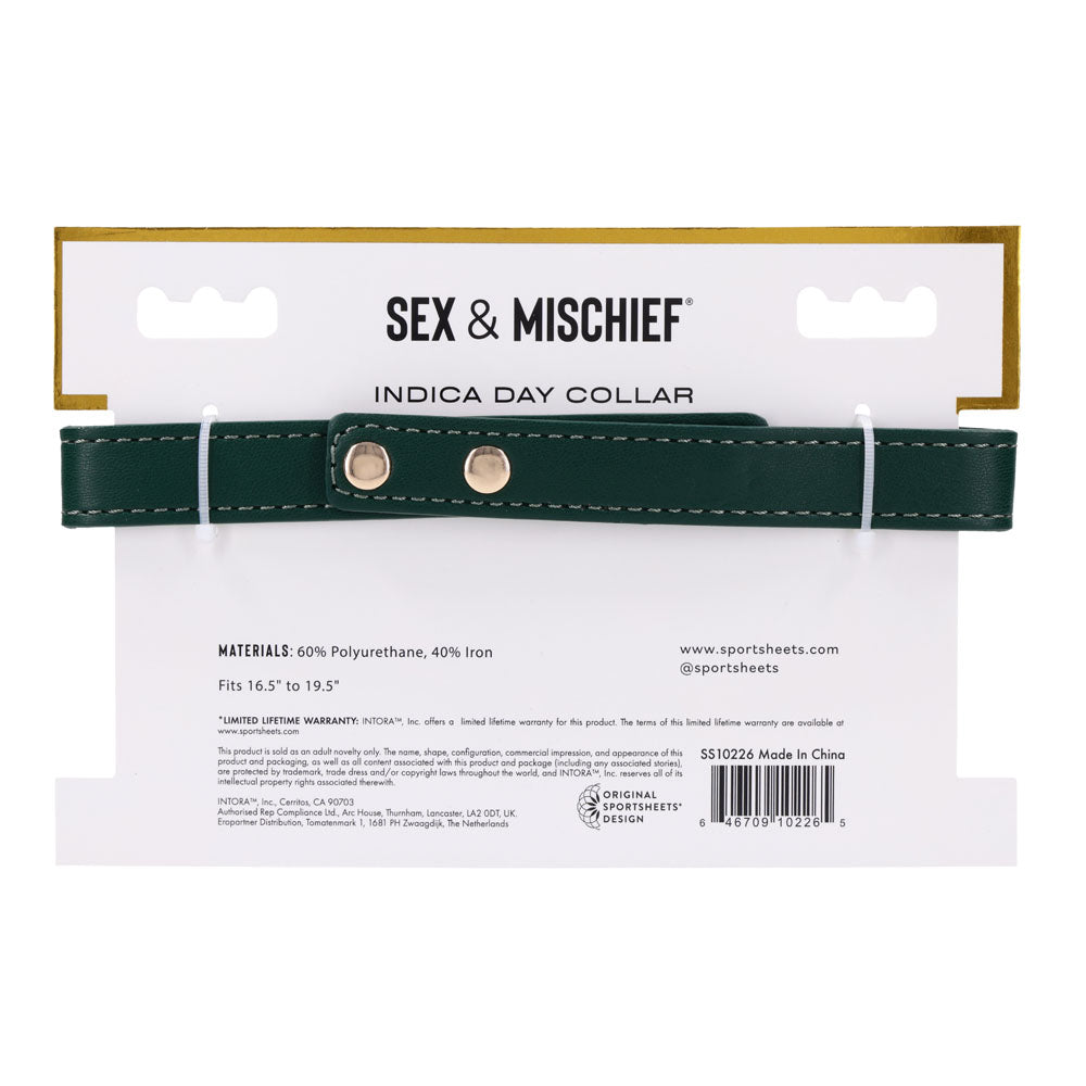 Sex & Mischief Indica Day Collar - Green/Gold Collar