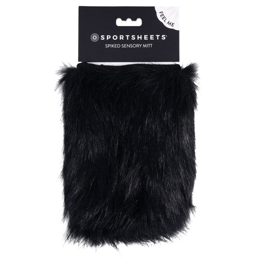SPORTSHEETS Spiked Sensory Mitt - Black Furry Mitt with Spikes Sportsheets