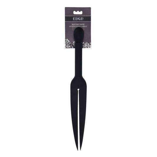 EDGE Silicone Tawse - Black Silicone Tawse Whip with Insertable Handle Sportsheets