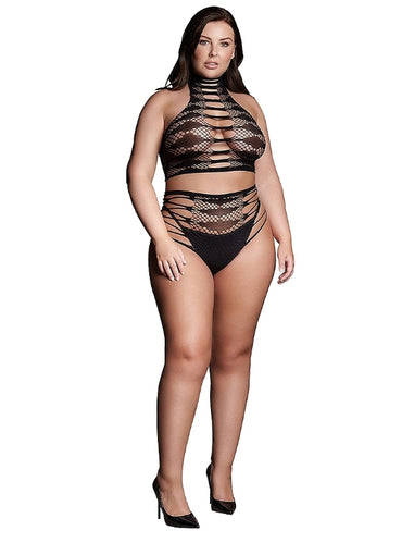 Le' Desir Shade Carpo Two Piece with Turtleneck, Crop Top and Panty - Club X