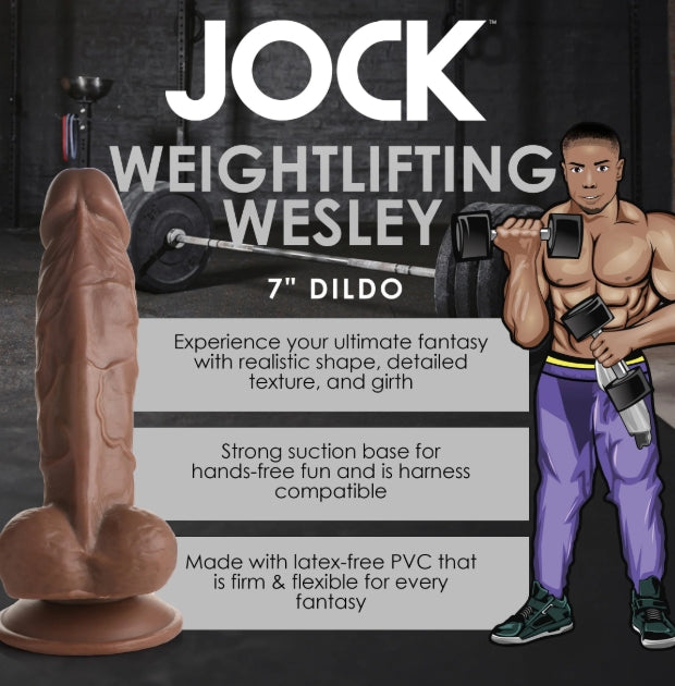 Fantasy JOCK Weightlifting Wesley 7" Dark Dildo with Balls - Club X