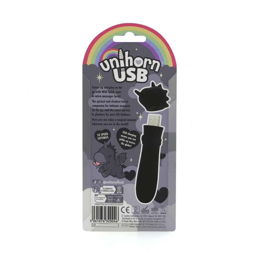 Unihorn - USB Bullet - Wild Spirit - Black USB Rechargeable Vibrating Bullet Creative Conceptions