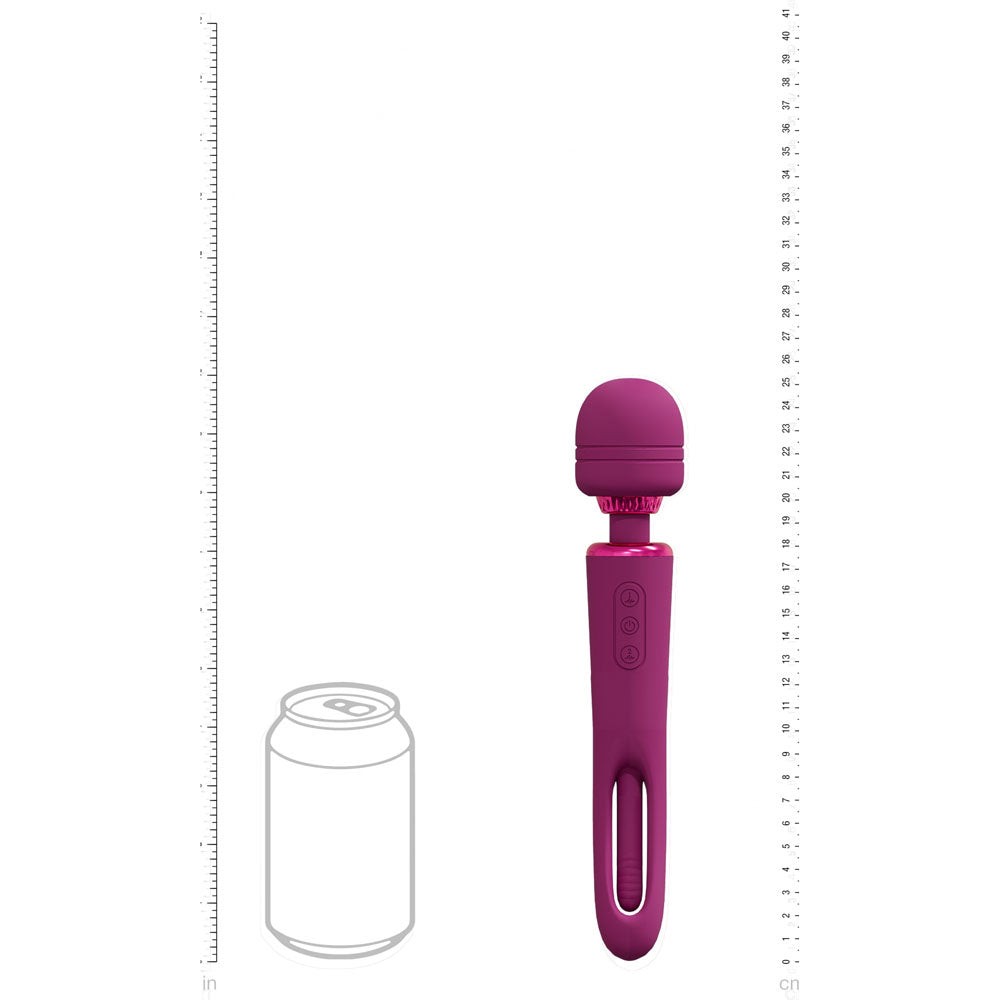 VIVE Kiku - Pink - Pink 25.2 cm USB Rechargeable Dual End Massage Wand with Flapping Tip Shots Toys