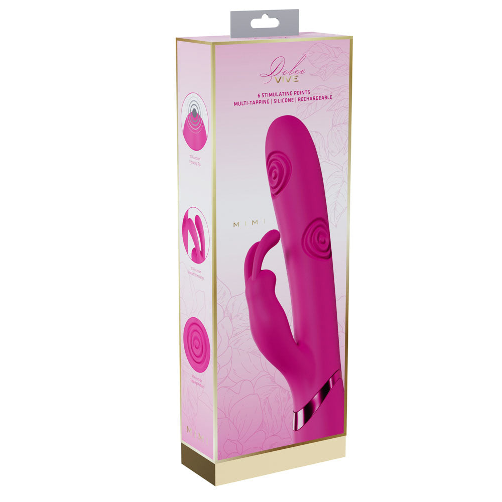 VIVE Mimi - Pink - Pink 25 cm USB Rechargeable Vibrating & Tapping Rabbit Vibrator Shots Toys