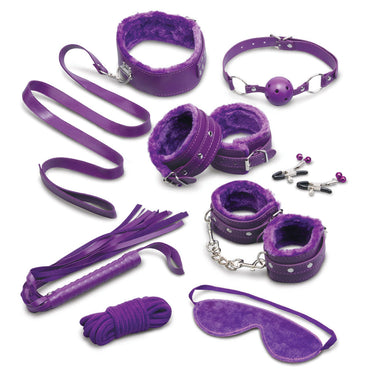 WhipSmart Fuzzy Everything You Need Bondage Kit - Purple Bondage Kit - 12 Piece Set WhipSmart