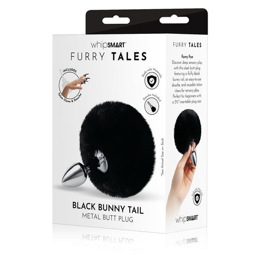 WhipSmart Furry Tales Black Bunny Tail - Metal 6.3 cm Butt Plug with Black Bunny Tail WhipSmart