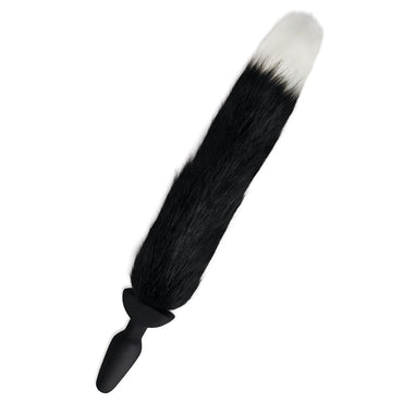 WhipSmart Furry Tales Silicone Foxtail Rechargeable Butt Plug - Black 9.5 cm Vibrating Butt Plug with Black Fox Tail & Remote Control WhipSmart