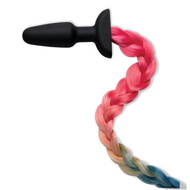 WhipSmart Furry Tales Silicone Rainbow Tail - Black 8.9 cm Butt Plug with Rainbow Tail WhipSmart