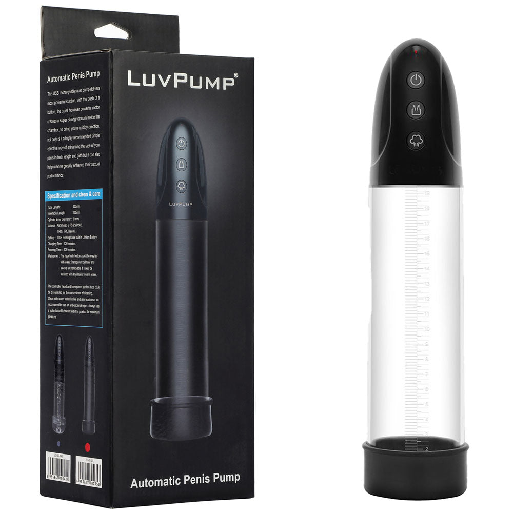 LuvPump Automatic Penis Pump - Clear USB Rechargeable Automatic Penis Pump Clear - Club X