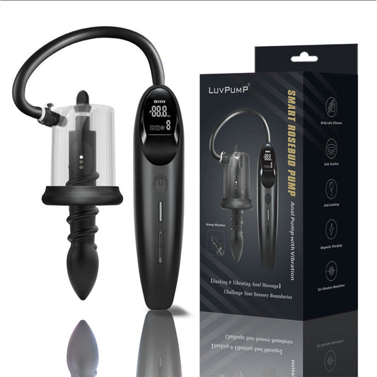 LuvPump RosCup Pro Smart Rosebud Pump - Black USB Rechargeable Anal Pump with Vibrating Probe LuvPump