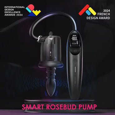LuvPump RosCup Pro Smart Rosebud Pump - Black USB Rechargeable Anal Pump with Vibrating Probe LuvPump