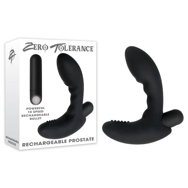 Zero Tolerance Rechargeable Prostate - Black Prostate Massager with USB Rechargeable Bullet Zero Tolerance