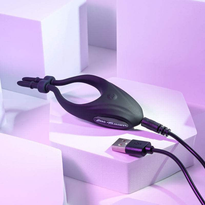 Zero Tolerance PERFECT FIT - Black USB Rechargeable Vibrating Lasso Cock Ring Zero Tolerance