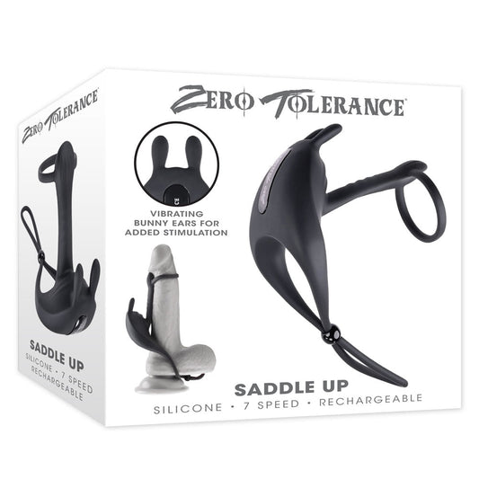 Zero Tolerance SADDLE UP - Black USB Rechargeable Vibrating Cock & Ball Rings Zero Tolerance